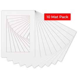 6x8 Mat for 8x10 Frame - Precut Mat Board Acid-Free White 6x8 Photo Matte Made to Fit a 8x10 Picture Frame, Premium Matboard for Family Photos, Show Kits, Art, Picture Framing, Pack of 10 Mats