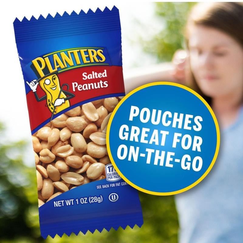 Planters Salted Peanuts - Protein Rich Snack - Single-Serve Packs