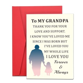 XPENMULBOJA Grandpa Greetings Cards for Grandfather Birthday from Granddaughter Best Grandpa Ever, Father's Day for Grandpa Grandfather