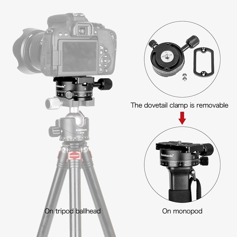 Koolehaoda Panorama Tripod Head 360 Degree Rotation Panoramic Head Aluminium