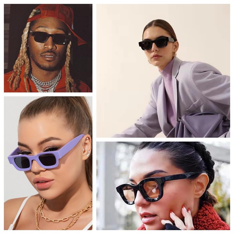 JCTAIFOO Retro Polarised Rectangle Sunglasses Women Men Vintage Rectangular Small