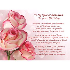 Birthday Poem Verse Greeting Card (Special Grandma, from Granddaughter)