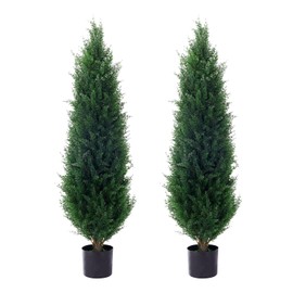Weitaisi 4ft(48) Artificial Cedar Topiary Tree Potted Plants UV Resistant Leaves Outdoor Artificial Shrub Home and Office Interior Decoration Outdoor Pruned Trees Artificial Outdoor Tree