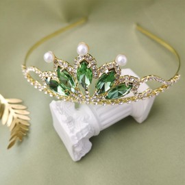 Princess Tiana Tiara Green Crown Tiana Headband Birthday Party Prom Halloween Costume Accessories Gifts