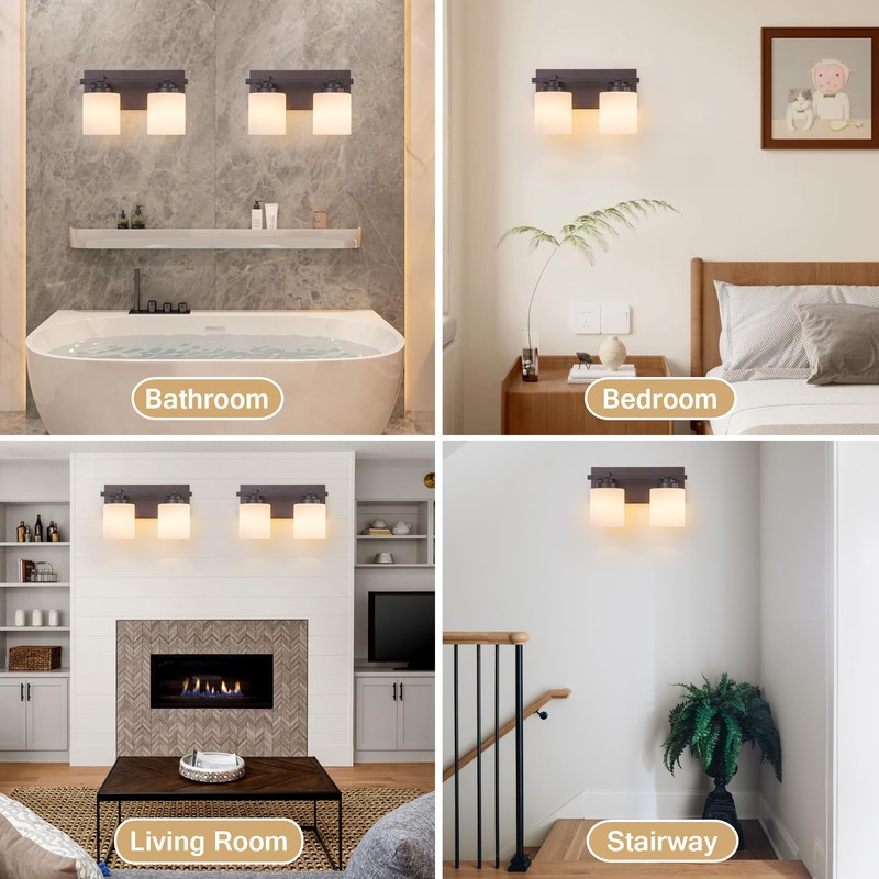 BrkNit 2 Light Modern Bathroom Light Fixtures Over Mirror, Bronze