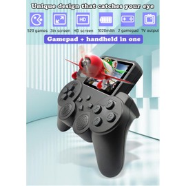 Arespark Retro Videospielkonsole, 3 Zoll Handheld Spielkonsole mit 2 Gamepads, Retro Game Console Für Zwei Spieler Spiele Und TV-Ausgang, Tragbare Retro Konsole mit 520 klassisches Spiele