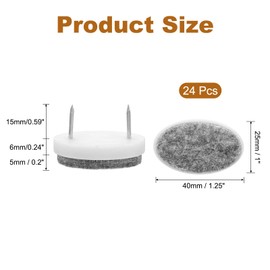 sourcing map 24Pcs Nail-on Felt Furniture Pads, Oval Felt Pads Furniture Sliders Floor Protectors for Wooden Furniture Table Sofa Chair Leg (25mm, White)