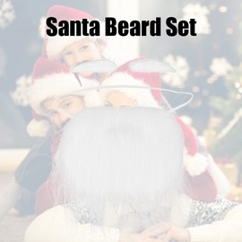 White Fake Beard, White Beard Santa Beard Set Funny Santa Beard for Christmas Party