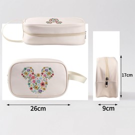 Flower and Garden Festival PU Leather Transparent Cosmetic Bag Epcot Festival Clear PVC Makeup Bag Floral Mouse Head Gift Magic Kingdom Family Trip Gift (MouseFlowerClear-CA)
