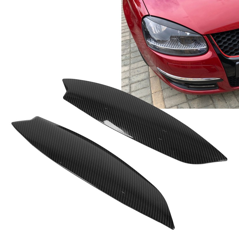2Pcs Headlights Eyelids Cover Lamp Sticker Carbon Fiber Pattern Replacement