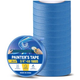 ABOUT MT Blue Painters Tape 3/4 Inches Wide (0.75" X 60 Yards), Premium Masking Tape Must-Have Wall Painting Supplies for DIY Enthusiasts and Pros Alike(12 Pack)