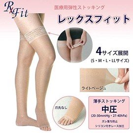[Medical Elastic Stockings rekkusufitto Sheer Stockings without toe Medium Pressure Light Beige] -