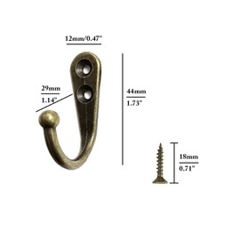 Beilala 12 Pack Coat Hooks Door Wall, Small Single Metal Hook with 30 Screws Hanging Clothes, Robe, Towel, Hat, Key, Cup for Bedroom Bathroom Kitchen Office Closets (Bronze)