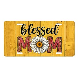 Blessed Mom Daisy Aluminum Front License Plate