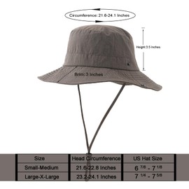 Lanzom Sun Hat for Women Men Wide Brim Waterproof Hiking Hat Foldable Hat for Fishing Gardening Camping Beach (US, Alpha, Small, Medium, Grey)