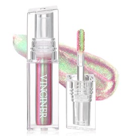 HOSAILY Glitter Chameleon Liquid Lipsticks, Diamond Shimmer Glow Metallic Lip Gloss, Long Lasting Waterproof Shiny Glimmer Sparkly Lipstick for Women Girls Face Eye Glow Christmas Party Makeup Gift 4#