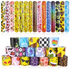 flintronic Slap Bands, 30 PCS Slap Bracelets with Tiger&Lion/Space Theme/Dinasour/Unicorn Print Patterns for Kids Birthday Party, Perfect for Party Favours Supplies