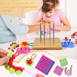 NUOBESTY Crochet Blocking Board with 15 Pins/Pegs Hand-Woven Frame Knitting Crochet Blocking Board Square Projects Wooden Knitting Accessories 7.8 inch