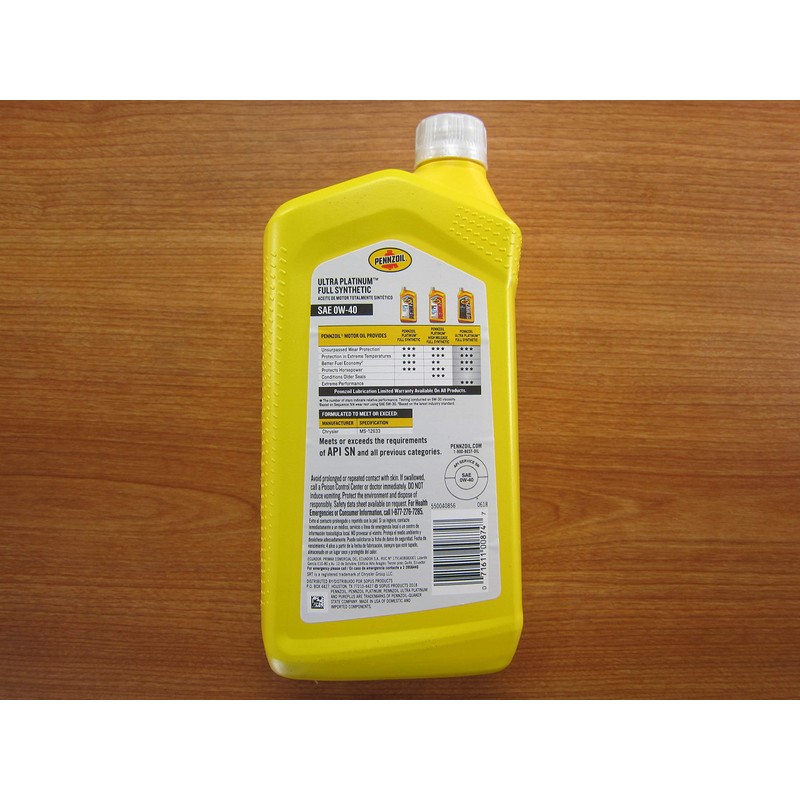 Mopar Chrysler Dodge Jeep Penzoil Ultra Platinum Full Synthetic 0W-40