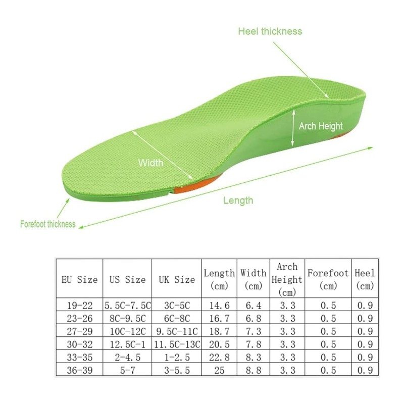 Orthopaedic Insole for Children, Orthopaedic Arch Insole, Soft Heel for