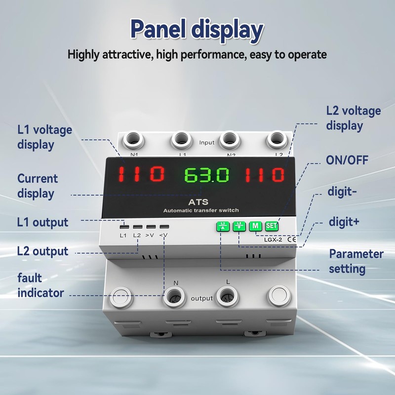 63A 110V Automatic Transfer Switch 50/60Hz Dual Power L1 Priority