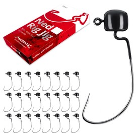 MadBite Paquete de 24 Ganchos Ned Rig para Plantilla, Ganchos EWG para Plantilla de Hongos, 3/16 onzas, Negro