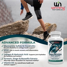 EnduroZen Joint Support Supplement Advanced Formula (60 tabs) - Glucosamine, Chondroitin, MSM, Turmeric| Joint Health & Mobility Support| Non-GMO| for Men & Women| Supports Cartilage & Flexibility