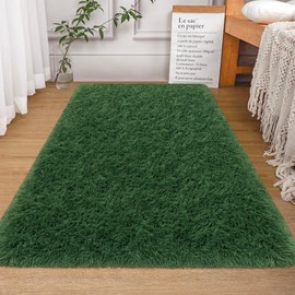 Fluffy Rugs for Bedroom Living Room 3x5 Green Shaggy Area Rug Soft Plush Fuzzy Fur Throw Carpets Kids Rug for Nursery Office Dorm Room Home Decor Aesthetic