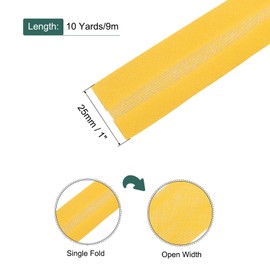 sourcing map 1 Inch Single Fold Bias Tape Polyester Continuous Bulk Bias Tape for Sewing,Seaming Quilting Hemming Binding Crafts (Yellow 10 Yards)