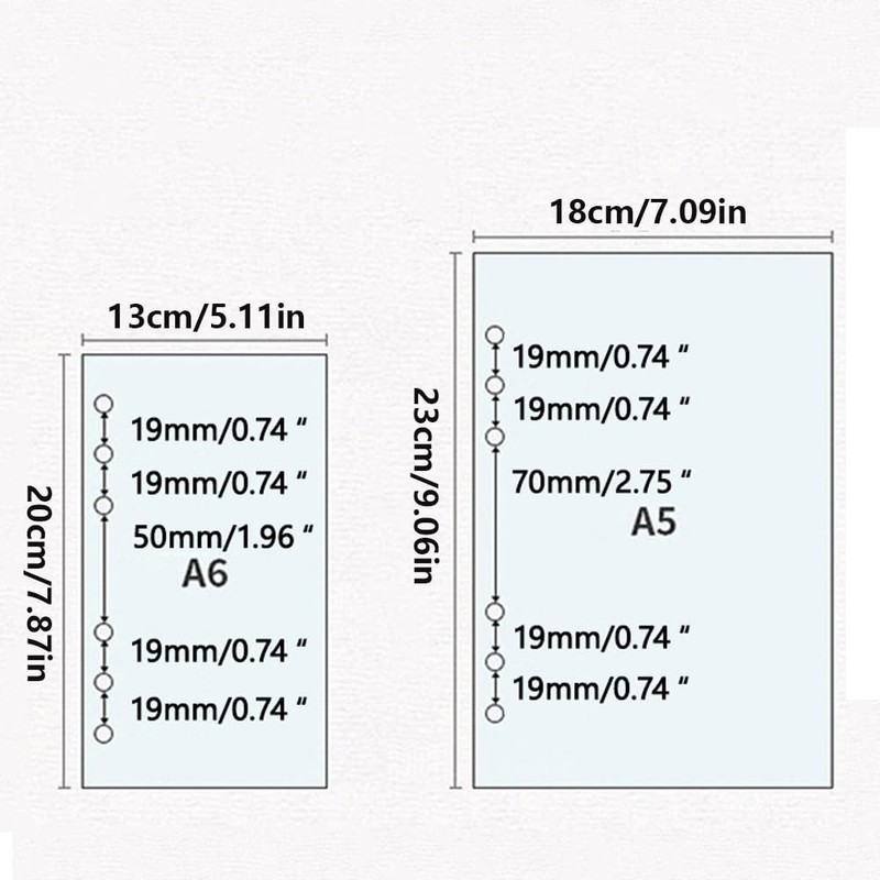 A5 Ring Binder Cover Transparent Soft PVC 6 Holes Ring