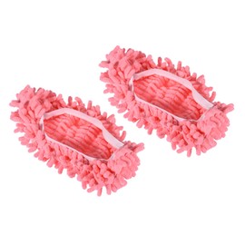 M METERXITY 1 Pair Washable Cleaning Shoes Cover - Floor Cleaning Dust, Chenille Duster Mop Slippers, Apply to House Office (Pink)