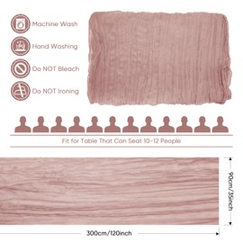 2 Pack Dusty Pink Cheesecloth Table Runner 10FT Boho Gauze Fabric Table Runner Vintage Rustic Sheer Runners for Wedding Party Bridal Baby Shower Birthday Holiday Home Decor