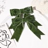 2PCS 5" Velvet Green Hair Bows Girls Hair Clips Ponytail