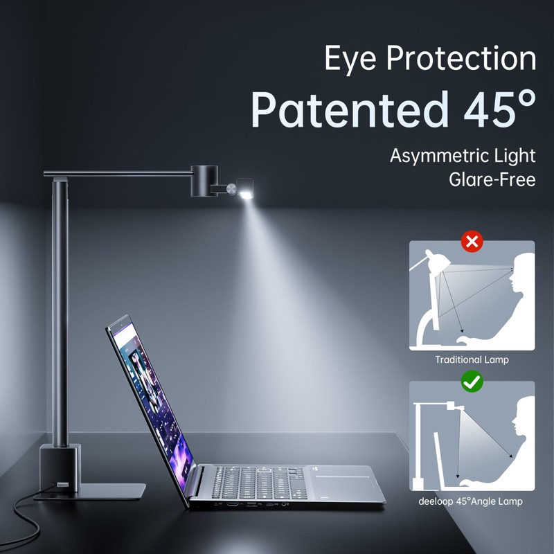 deeloop 2-in-1 LED Desk Lamp or Clamp with USB Charging