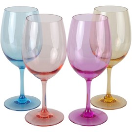 Lily's Home Unbreakable Acrylic Wine Glasses, Made of Shatterproof Tritan Plastic and Ideal for Indoor and Outdoor Use, Reusable (Multi - Light) - 20 oz each, Set of 4