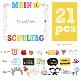BETESSIN Photo Box Accessories First Day of School Photo Frame and 20 First Day of School Photo Props - First Day of School Decoration - First Day of School Photo Booth for School Girls and Boys