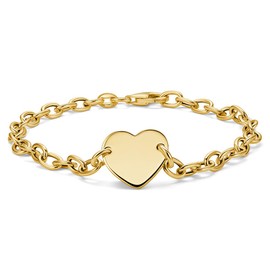 MIORE 18CT Gold Plated 925 Sterling Silver Bracelet For Women, Heart Charm Bracelet 19cm, Gold Plated Bracelet, Hypoallergenic Jewellery For Women, Handmade in Italy, Delivered In Jewellery Box