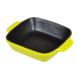 Pearl Metal L-1822 Oven Chef Fluorine Heat Resistant Deep Plate 5.5 x 5.5 inches (14 x 14 cm), Yellow