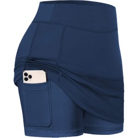 BLEVONH - Faldas de tenis para mujer, con bolsillos, Azul marino, M