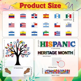 Hispanic Heritage Month National Bulletin Board Cutouts Set, Hispanic Heritage Month Decoration Spanish Classroom Decorations National Flag Cutouts for Latin American Spanish Classroom Home Wall Decor