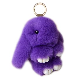 Xsclpomddy Cute Plush Rabbit Keyring Plush Bunny Keyring Pom Poms Bag Pendant Handbag Car Key Decoration, light blue