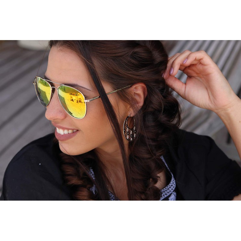 styleBREAKER Unisex 09020037 Mirrored Aviator Sunglasses Tinted with Spring Hinge