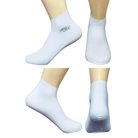 Blue Reef White Anti Verruca 100% Latex Aqua Swimming Swim Pool Socks Sox Tight Fitting Girls Boys Ladies & Men Zig Zag Patterned Sole (White Large 5.5-8 Adults)