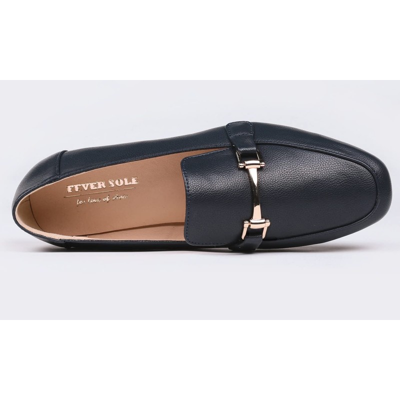 Feversole Mocasines de moda para mujer, Ribete de barra azul