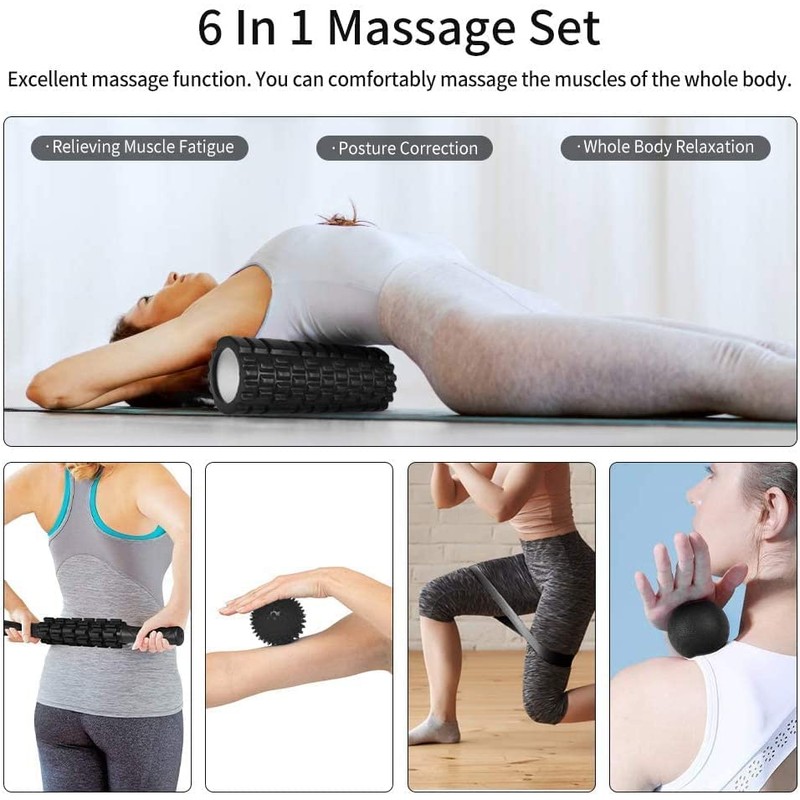 Aucuu 6 in 1 Foam Roller Set Includes Hollow Core