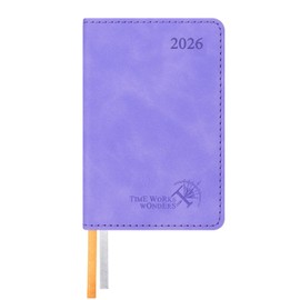 POPRUN Mini Pocket Calendar 2026 Small 11.5 x 7.5 cm - in German - Calendar 2026 A7 Soft Cover with PU Leather - Diary with 70 GSM Paper - Lilac
