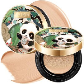 CATKIN Panda Land Full Coverage Cushion Fondation, Breathable Hydrating Nourishing Poreless Face Makeup Save for Sensitive Skin,Sheer Finish (W12 Golden Medium)