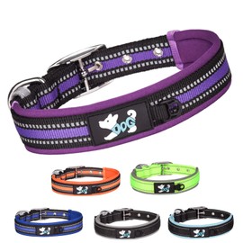 TSKDKIT Adjustable Dog Collar, Super Soft Neoprene Padded Dog Collar, Reflective Dog Collar, Breathable, Weatherproof for Training, for All Dog Breeds (Purple, S)