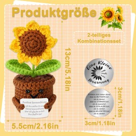 AMSNINK Pocket Hug Sunflower Lucky Charm Gifts, Creative Knitting Wool Sunflower Doll and Hug Lucky Charm, For Get Well Soon Gifts, Positive Gifts, Courage Gift