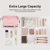 Travel Makeup Bag,Large Double Layer Cosmetic Bag,Waterproof Leather Make up